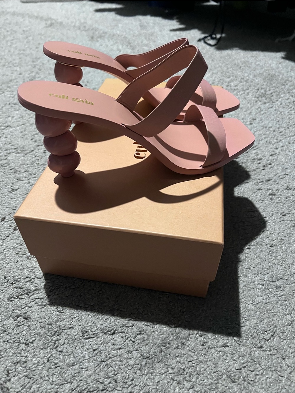 cult gaia Pink Sculptural Ball-Heel Slide Sandals